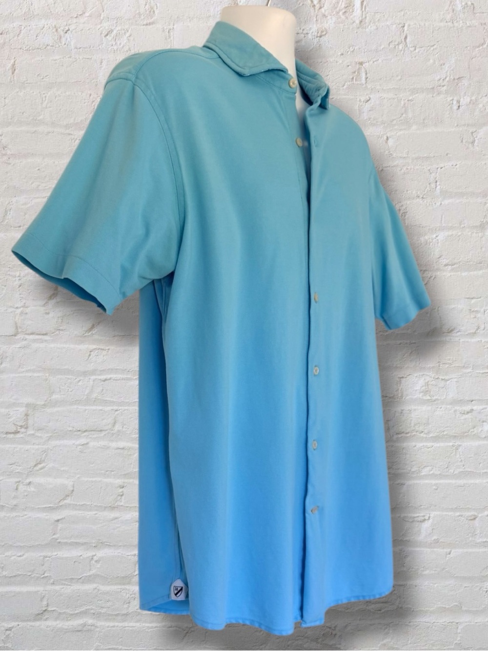 Cremieux Classics Men’s L Aqua Blue Supima Cotton Spandex Short Sleeve Shirt
